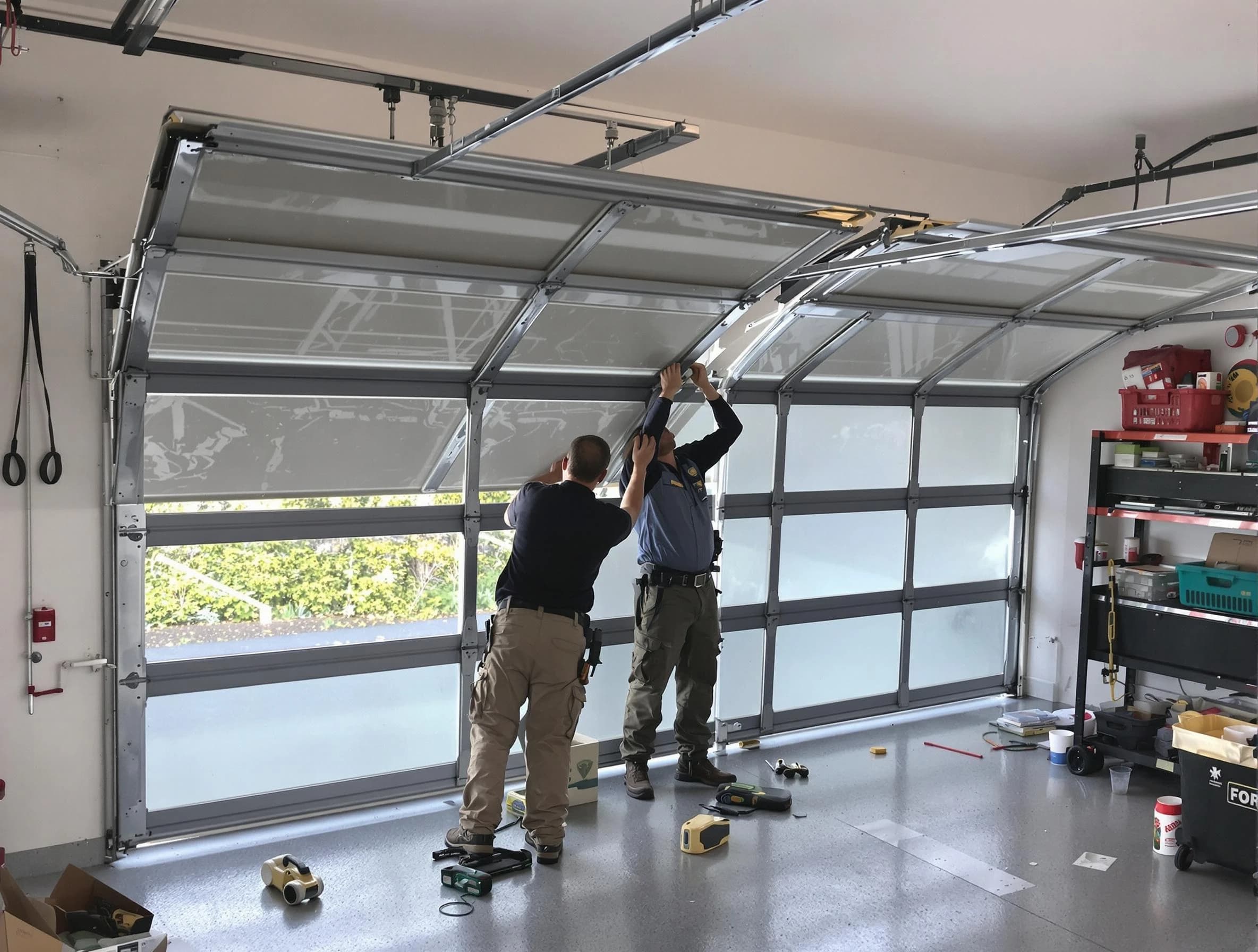 Washington Terrace Garage Door Repair expert performing precise panel replacement on Washington Terrace garage door
