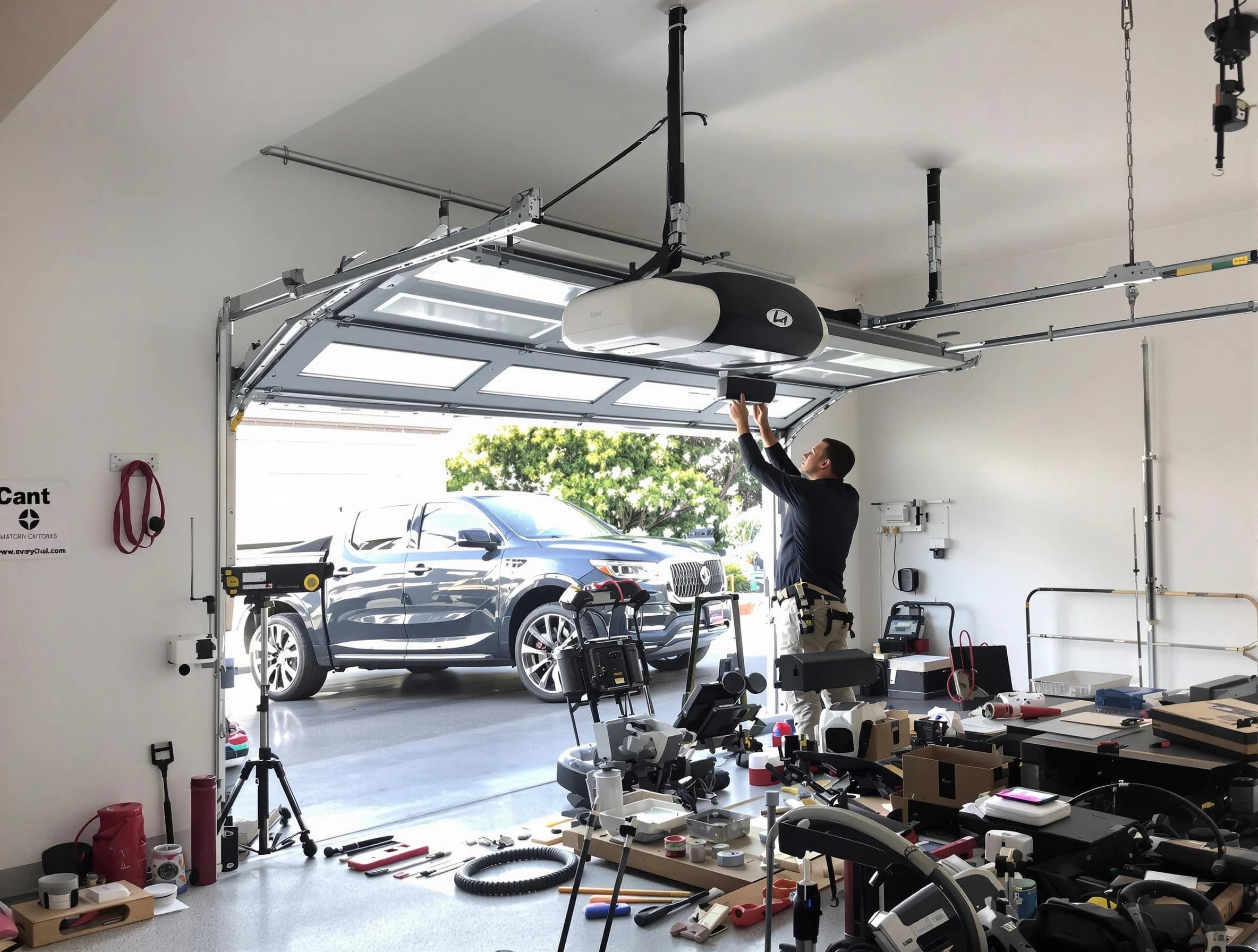 Washington Terrace Garage Door Repair specialist installing smart garage door opener system in Washington Terrace home
