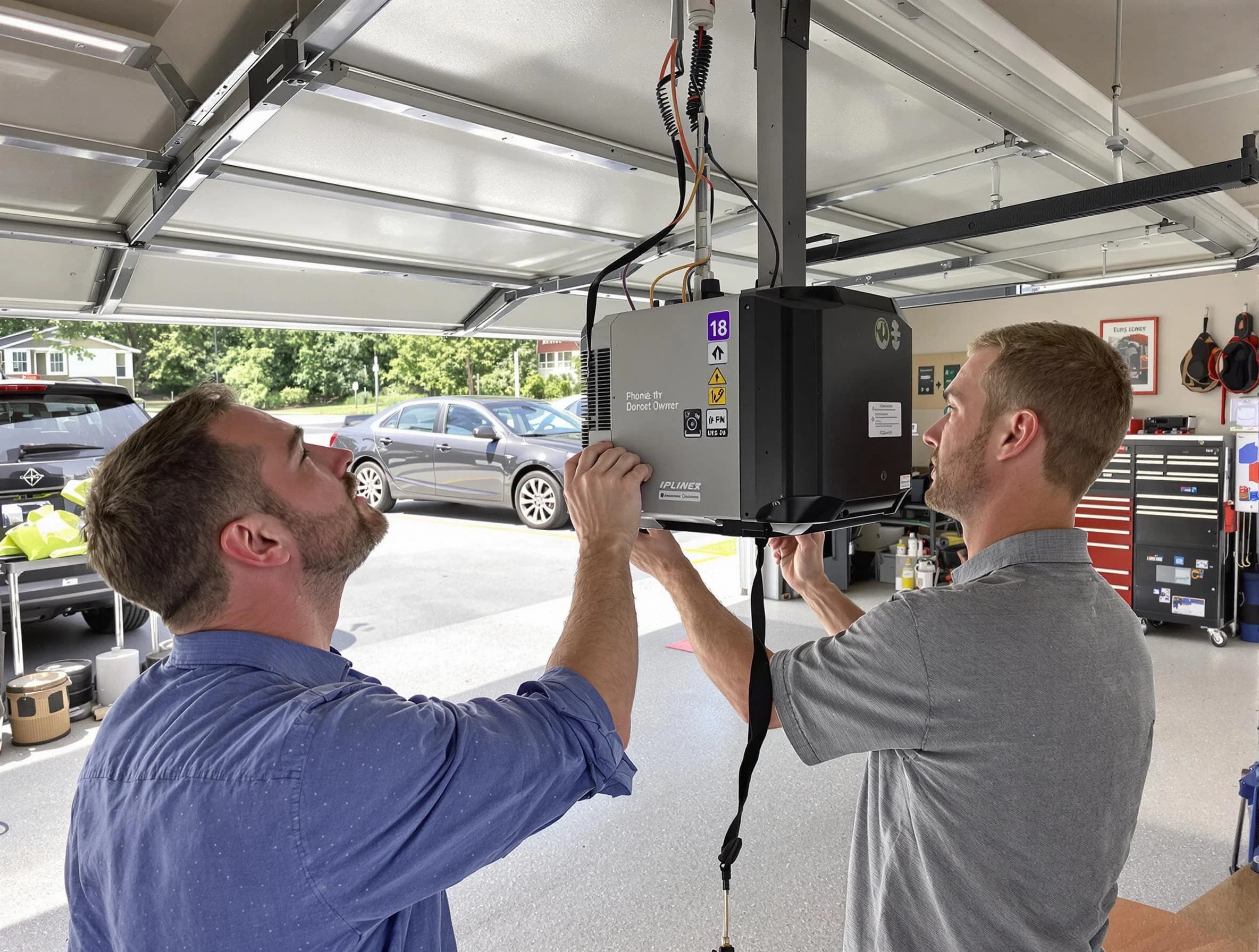 Washington Terrace Garage Door Repair technician installing garage door opener in Washington Terrace