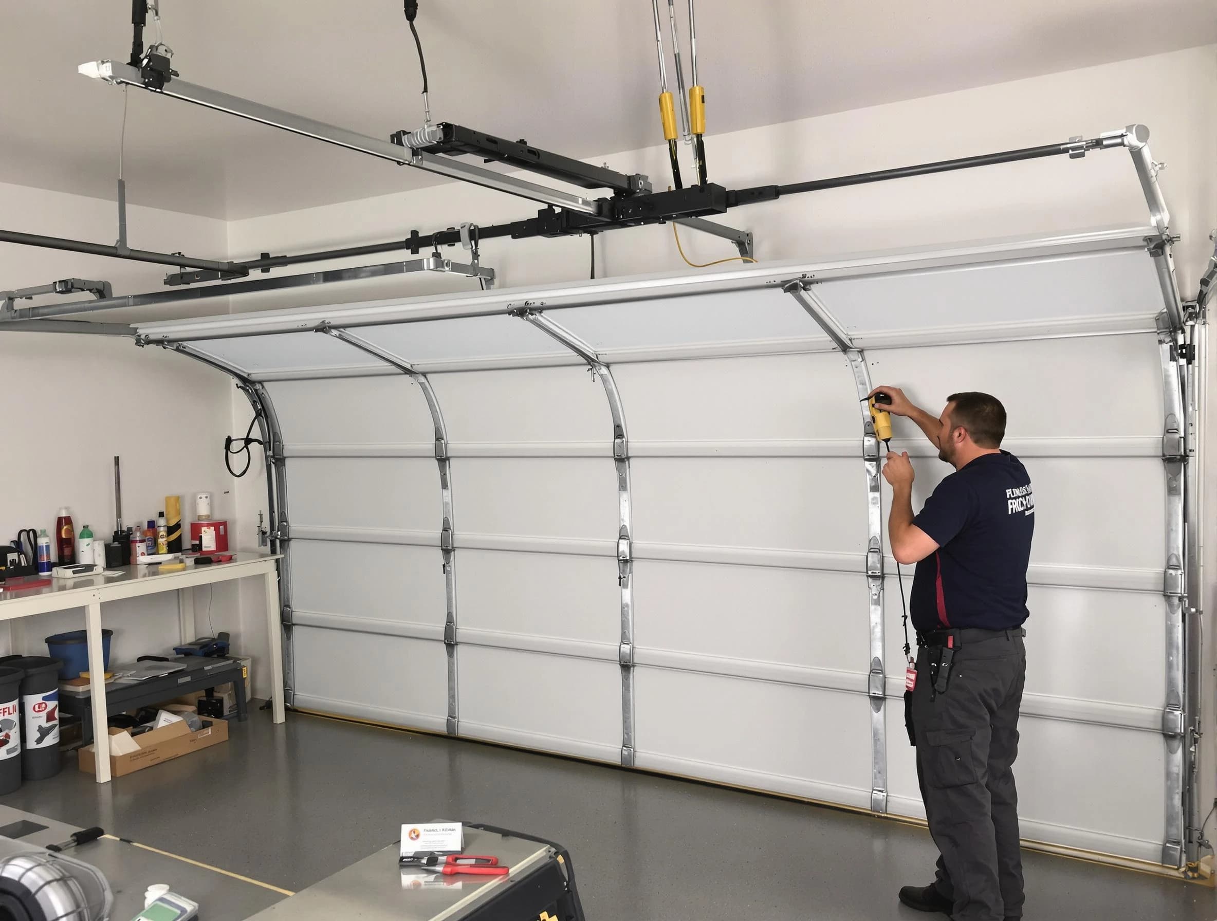 Washington Terrace Garage Door Repair certified technician performing overhead door system repair in Washington Terrace