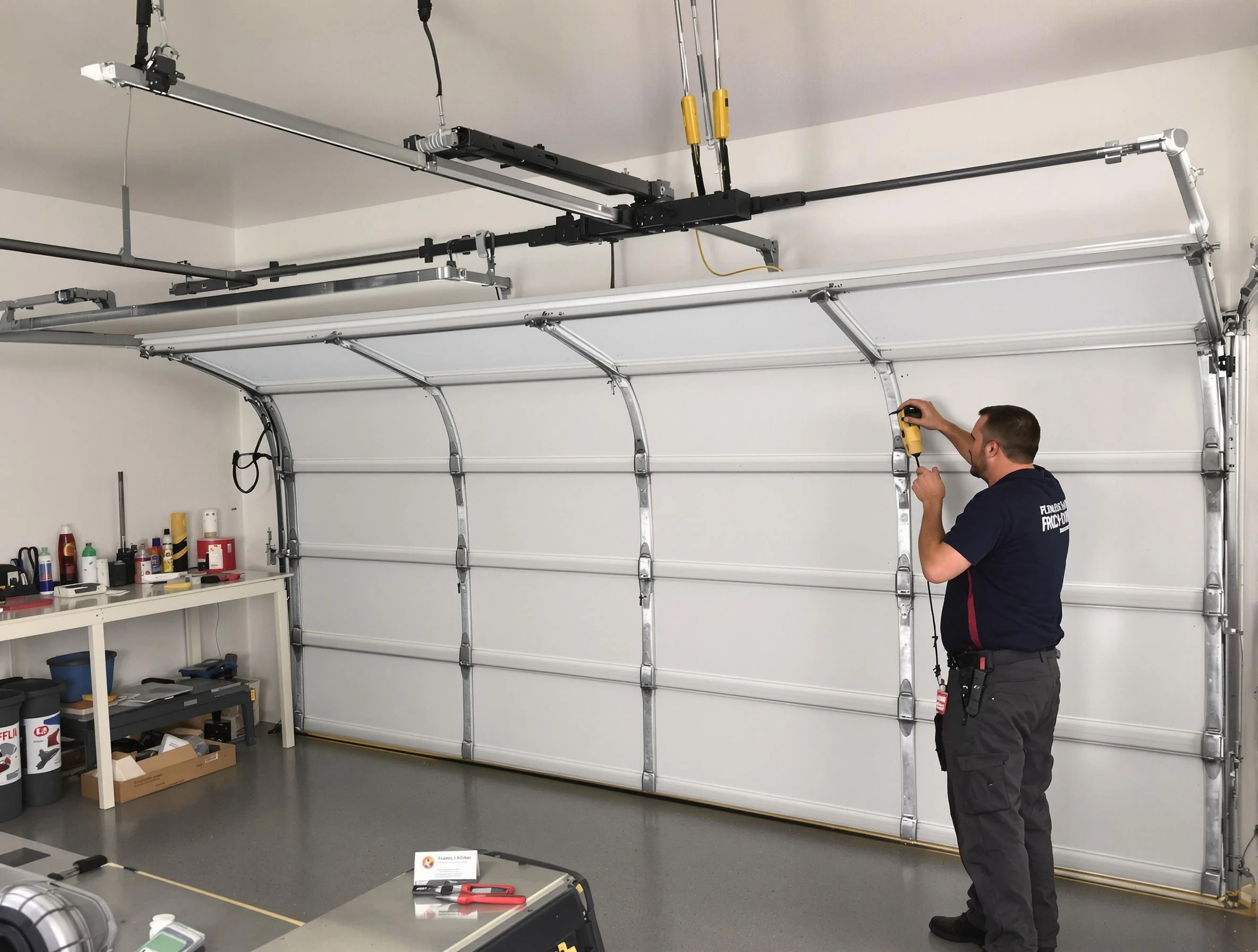Washington Terrace Garage Door Repair certified technician performing overhead door system repair in Washington Terrace