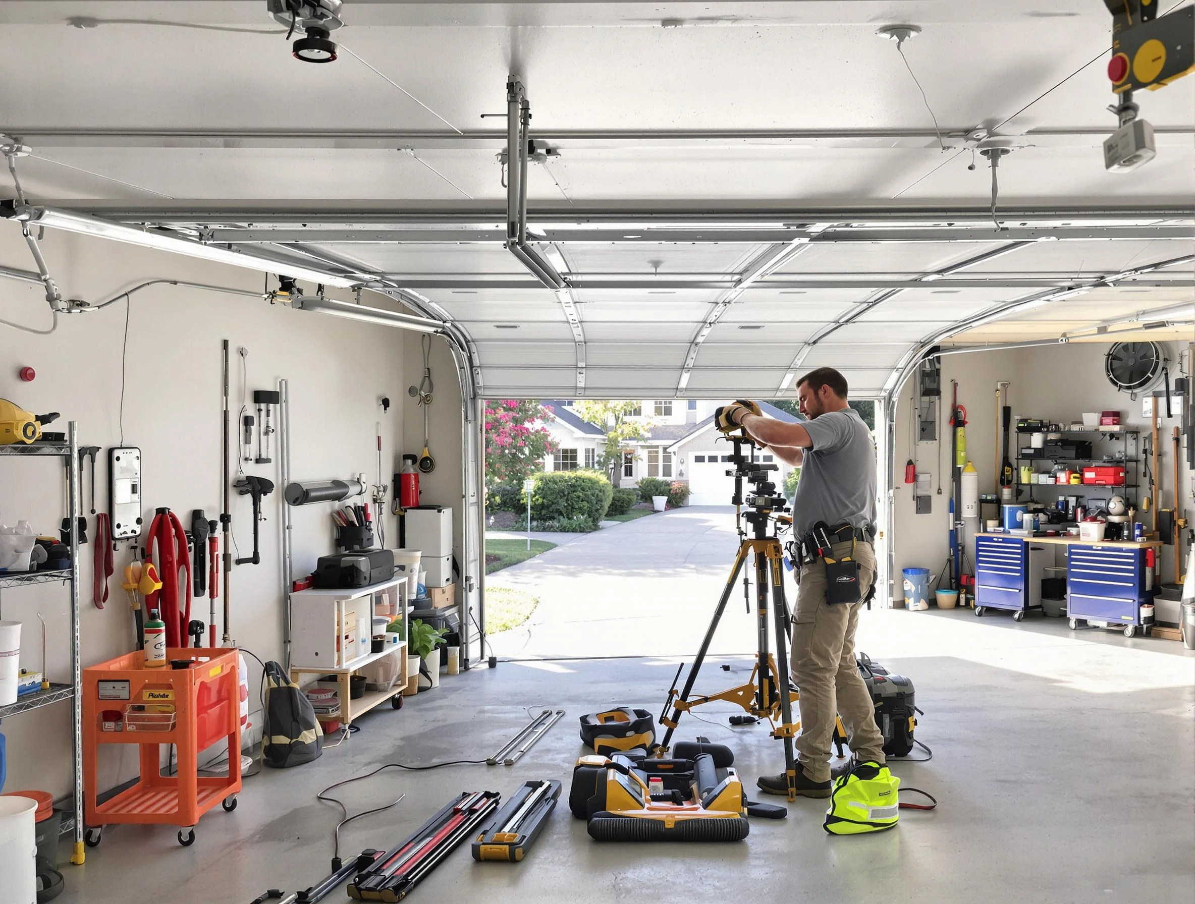 Washington Terrace Garage Door Repair specialist performing laser-guided track alignment in Washington Terrace